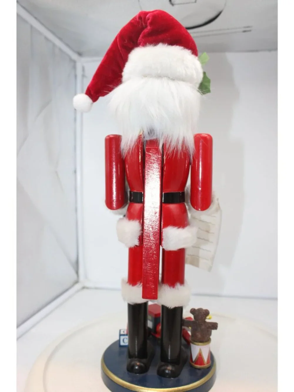 Pier 1 Wooden Nutcracker - Santa with Glasses and Bag of Toys - 16